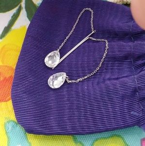 Diamonique Sterling Briolette Threader Earrings